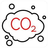 CO2 and green energy icon concept in red line color vector