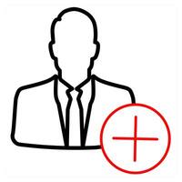 Businessman and user icon concept in red line color vector