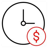 Time Is Money icon concept in red line color vector