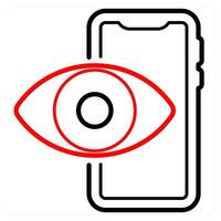 Impression icon concept in red line color vector