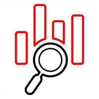 Data Search icon concept in red line color vector