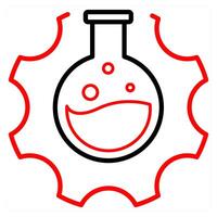 Research icon concept in red line color vector