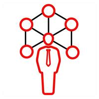 Network and technology icon concept in red line color vector