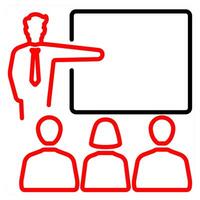Presentation and board icon concept in red line color vector