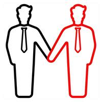 Partnership and handshake icon concept in red line color vector