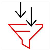 filter icon concept in red line color vector