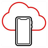 Cloud Backup icon concept in red line color vector