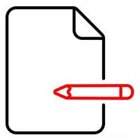 Edit Document icon concept in red line color vector