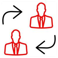Communication and meeting icon in red line color vector