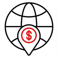 Location and pin icon concept in red line color vector