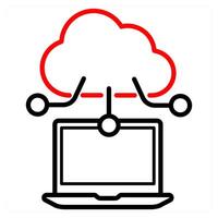 Cloud Database and networking icon concept in red line color vector