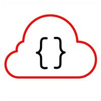 Cloud Database and technology icon concept in red line color vector