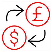 Money exchange icon concept in red line color vector