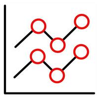 Diagram icon concept in red line color vector