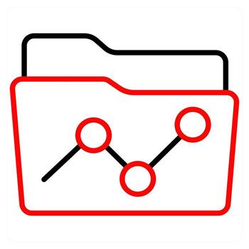 diagrama carpeta icono concepto en rojo línea color vector