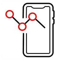 Mobile Graph icon concept in red line color vector