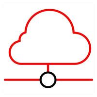 Cloud and networking icon concept in red line color vector