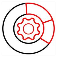 Statistics and analysis icon concept in red line color vector