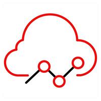 cloud data icon concept in red line color vector