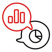 Statistics and analysis in red line color vector