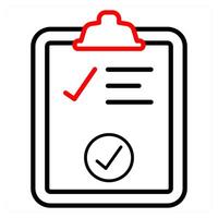 Clipboard and list icon concept in red line color vector