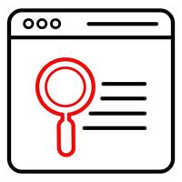 Search Web Page icon concept in red line color vector