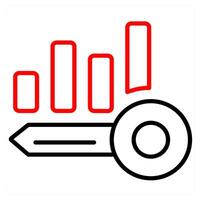 Statistics and chart icon concept in red line color vector