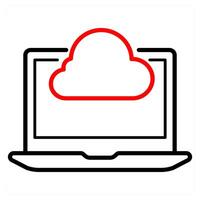 Cloud Server and computing icon in red line color vector