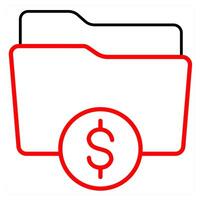 Finance Folder icon concept in red line color vector