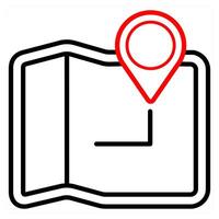 Gps and pin icon in red line color vector