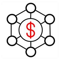 Budget icon concept in red line color vector