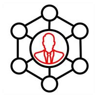Network and technology icon in red line color vector