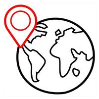 global location icon concept in red line color vector
