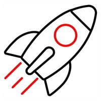 Start Up icon concept in red line color vector