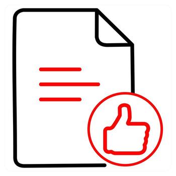 Approved Document and verify icon concept in red line color vector