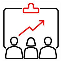 Growth and diagram icon concept in red line color vector