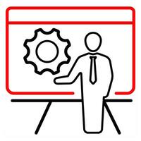 Business Presentation icon concept in red line color vector