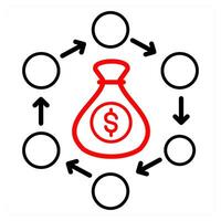 Digital marketing icon concept in red line color vector