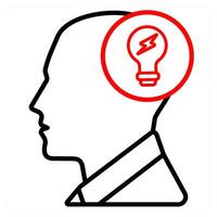 Creativity icon concept in red line color vector