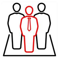 Business Managers icon concept in red line color vector
