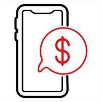 mobile message icon concept in red line color vector