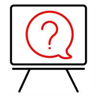 Information and query icon concept in red line color vector