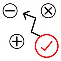 Calculation icon concept in red line color vector