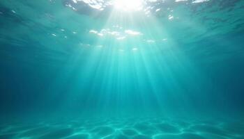 Sunlight Filtering Through Ocean Water Underwater Tranquil Marine Scene Bright Rays photo