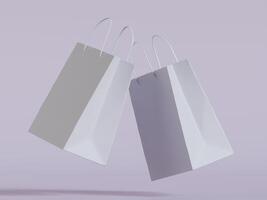Blank paper shopping bag 3d render photo