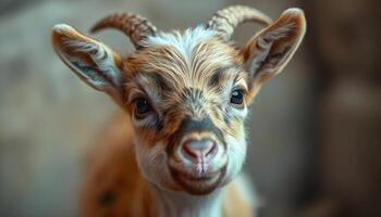 A goat with big looking at the camera photo