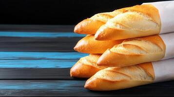 Beautifully arranged stack of soft bread rolls on a wooden table ready to serve as a delectable side for any meal photo