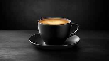 A beautifully arranged cup of coffee ready to be enjoyed with a perfectly crafted latte art design on the surface photo