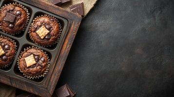 Muffins positioned in a muffin tin freshly baked with a perfect golden brown color ready for tasting pleasure photo