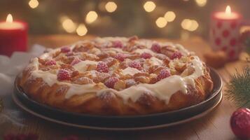 Festive christmas dessert elegantly decorated and placed on a table creating a cozy atmosphere for the holidays photo